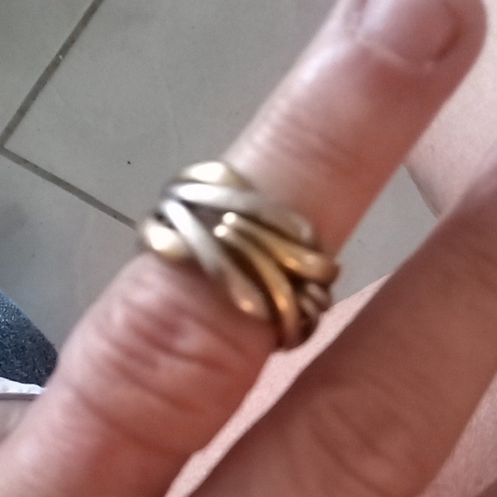 Christofle Twisted Multi-Band Ring in Mixed Metallics This A Solid Ring .